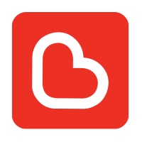 Red square with a white heart outline